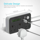 3 Way 6 USB Port Extension Lead
