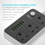3 Way 6 USB Port Extension Lead
