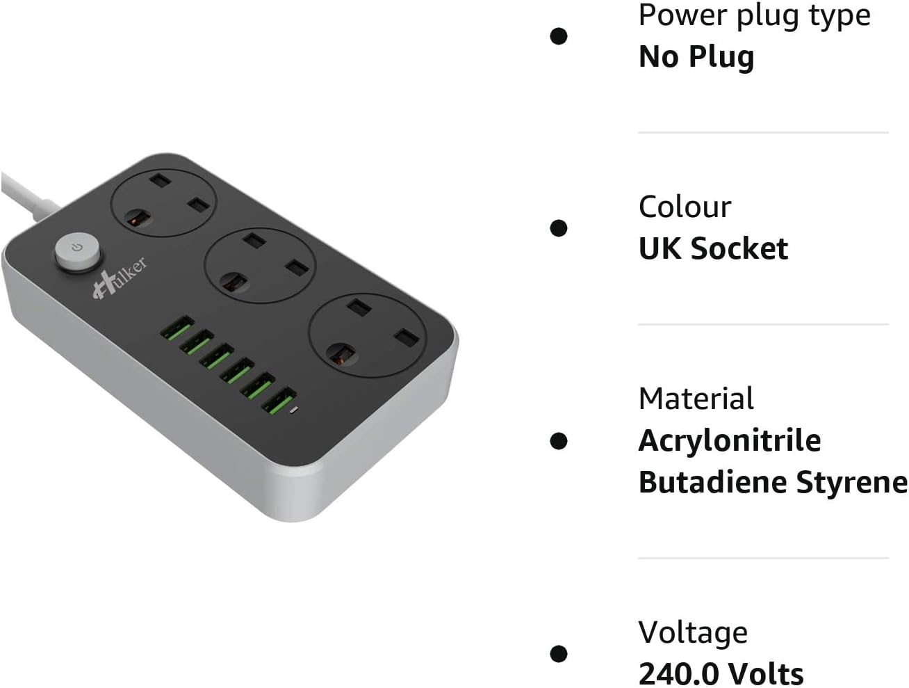 3 Way 6 USB Port Extension Lead