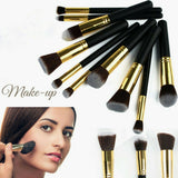 10 Piece Black & Gold Makeup Brush Set