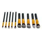 10 Piece Black & Gold Makeup Brush Set
