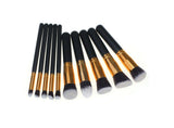 10 Piece Black & Gold Makeup Brush Set