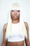 Iskaba Long Platinum Blonde Wig with Bangs