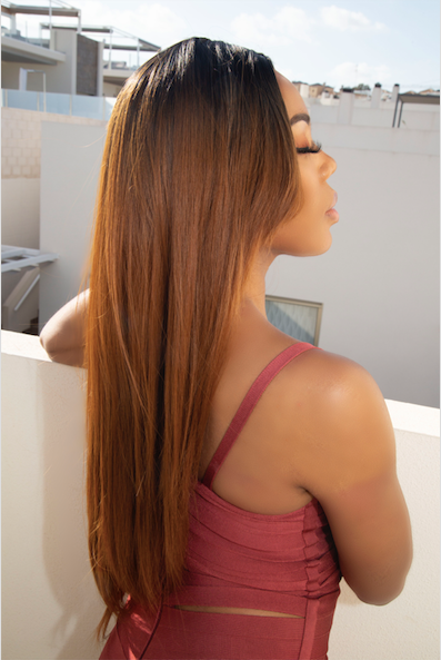 Nike Straight Black with Ginger Highlights Wig