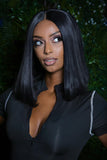 Noir Long Black Straight Wig with Bob