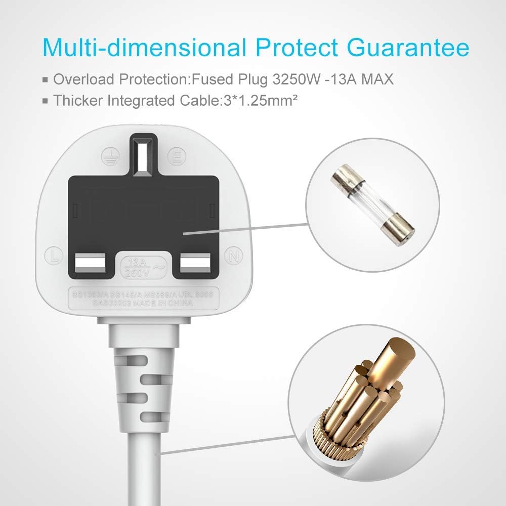 3 Way 6 USB Port Extension Lead