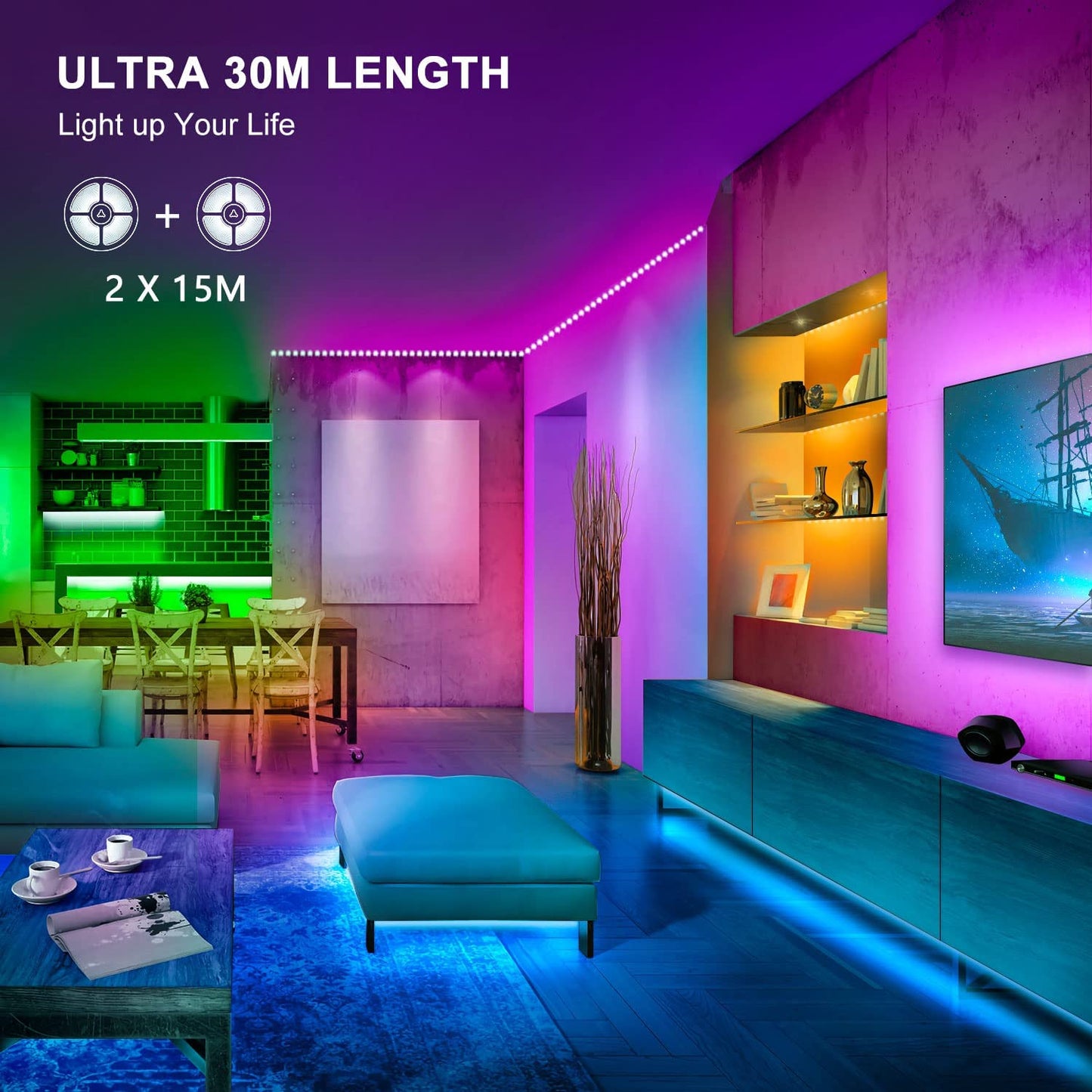 LED Light Strip 2x 15m