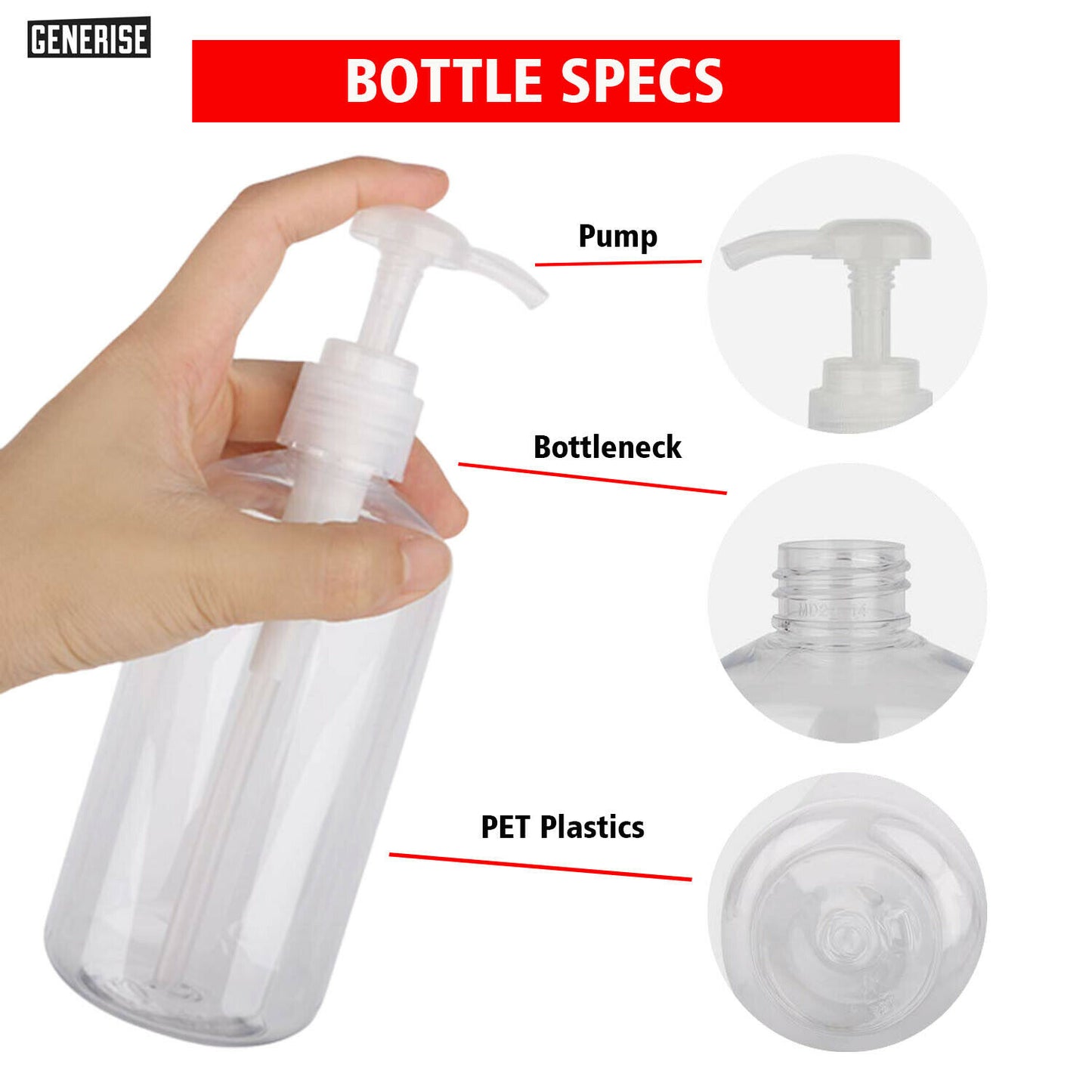 500ml Clear Empty Bottle and Pump
