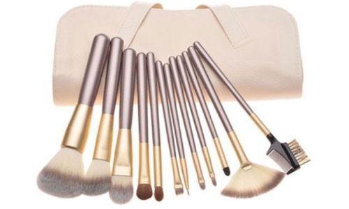 12 Piece Champagne Makeup Brush Set