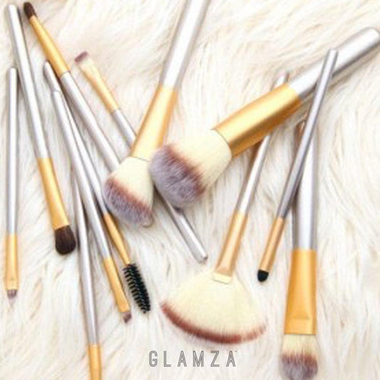 12 Piece Champagne Makeup Brush Set