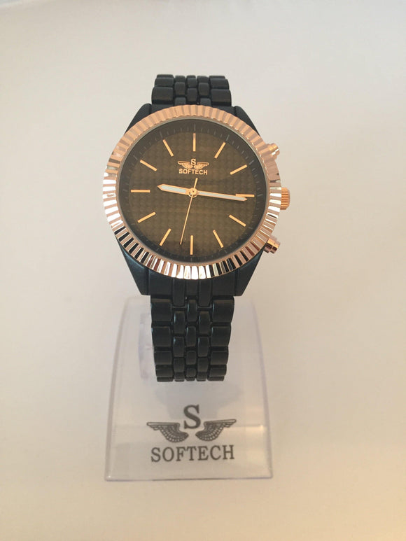 Black & Rose Gold Quartz Wrist Watch - Direct Savings Online 