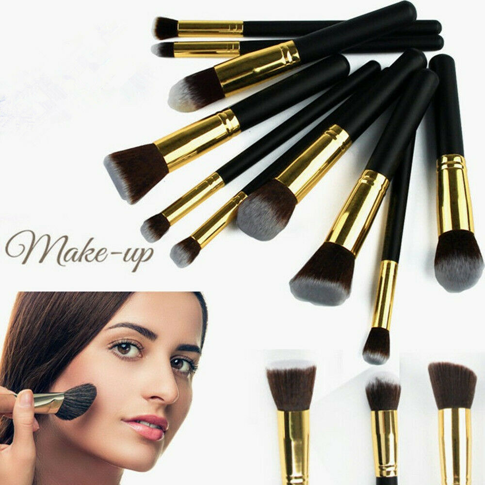10 Piece Black & Gold Makeup Brush Set