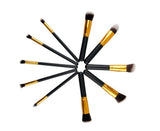 10 Piece Black & Gold Makeup Brush Set