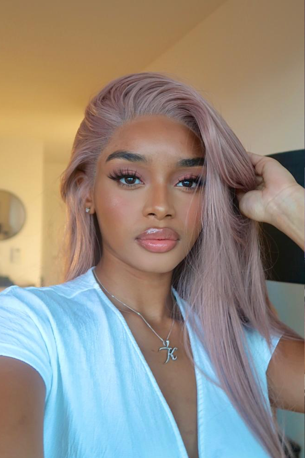 Rosé Long Wavy Pink Wig