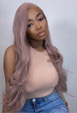 Rosé Long Wavy Pink Wig