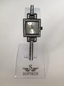 Diamante Square Black Quartz Wrist Watch - Direct Savings Online 