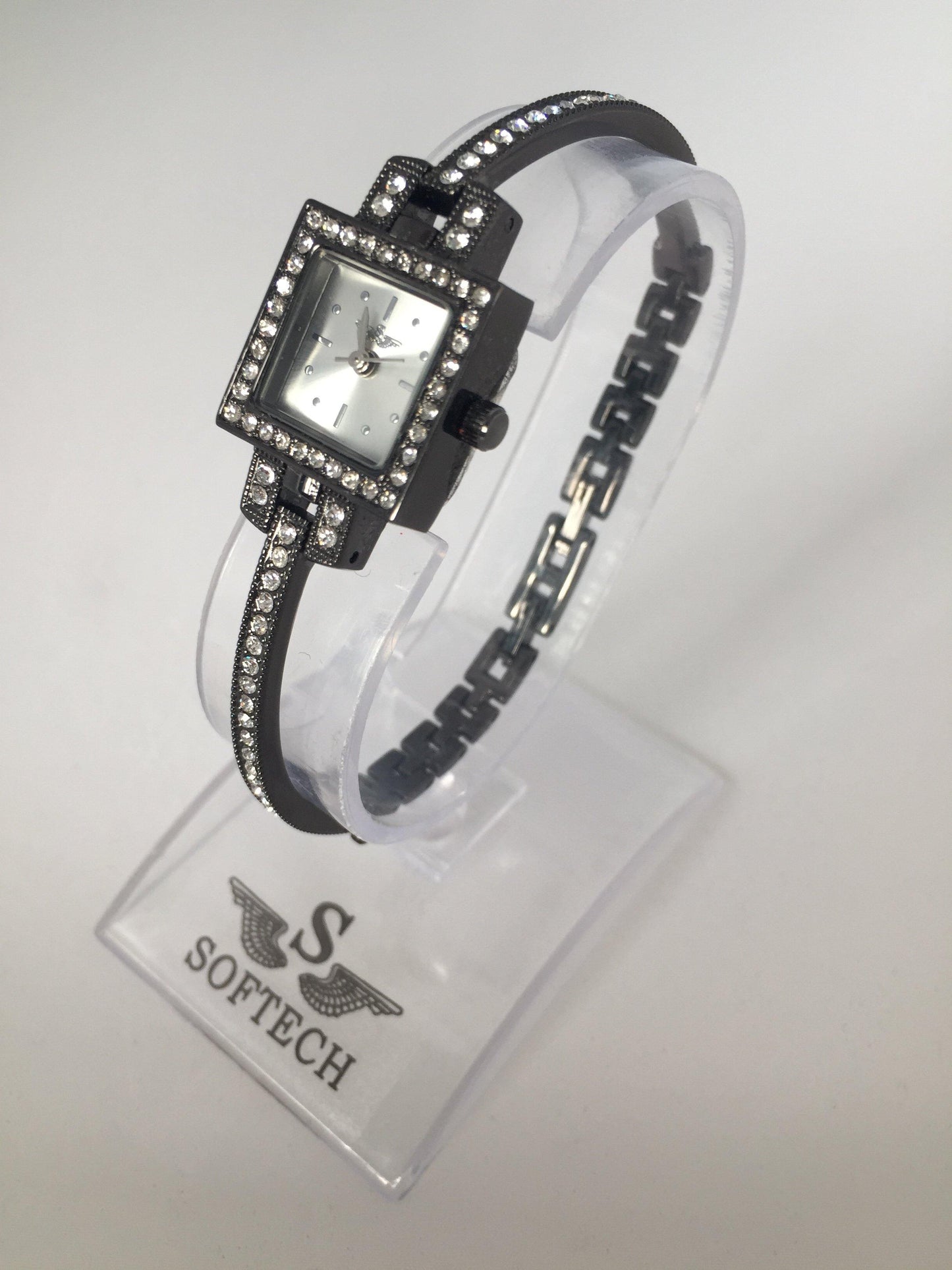 Diamante Square Black Quartz Wrist Watch - Direct Savings Online 
