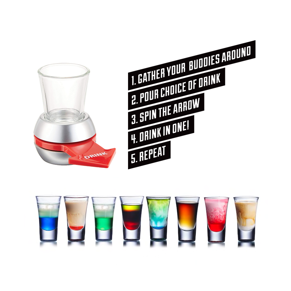 Spin the Shot Drinking Game Spinning Arrow Shot Glass Party Games