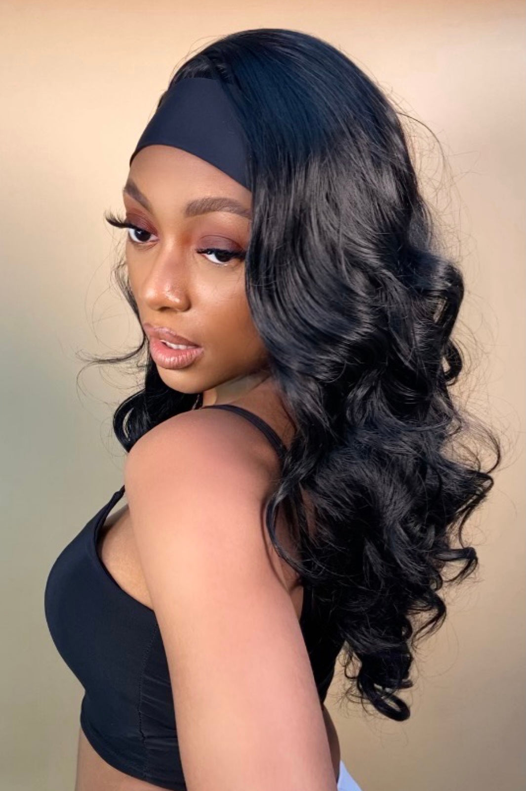 Tamara Curly Black Head Band