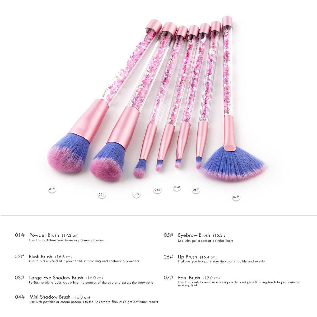 Unicorn Glitter Makeup Brushes